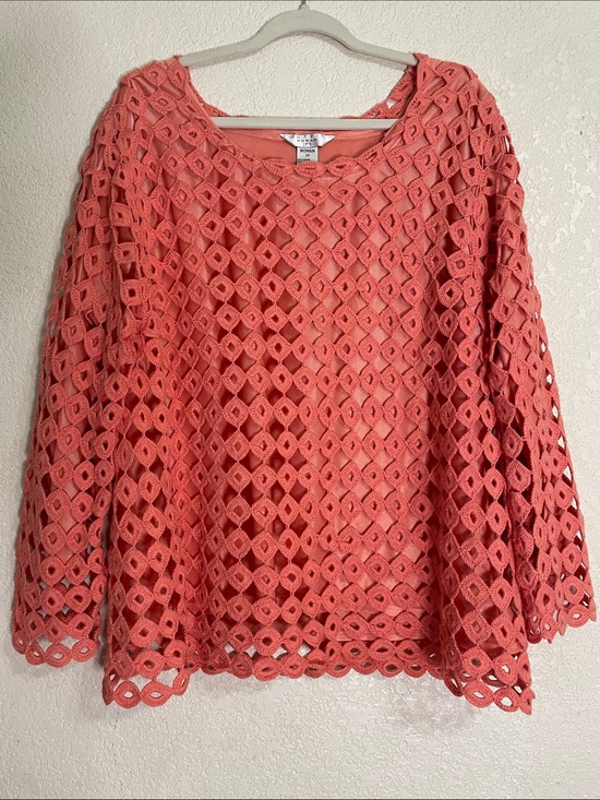 OutFit women JPR Tops - Coral Crochet Lace Pullover Top By OUTFIT WOMEN’S JPR